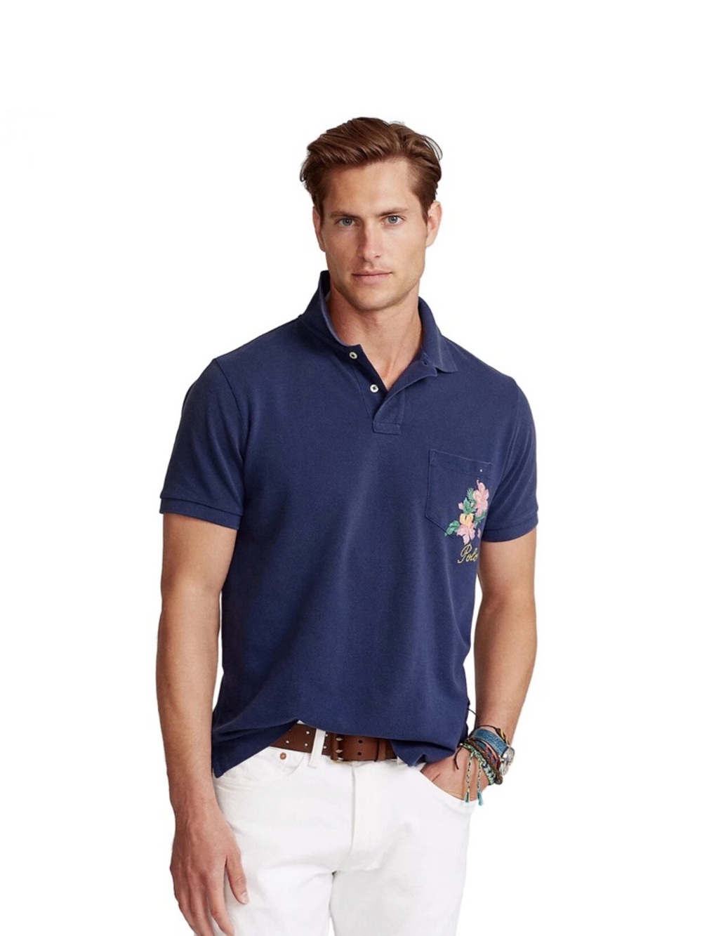POLO RALPH LAUREN Custom Slim Fit Floral Mesh Polo Shirt